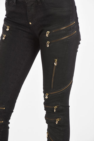 Low Rise Jeggings WHEN I SAY IT with Decorative Zip Fastenings