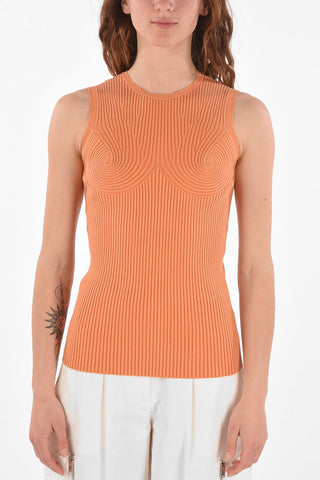 Top a Costine in Tessuto Stretch