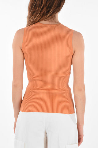 Top a Costine in Tessuto Stretch