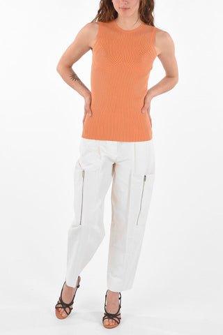 Top a Costine in Tessuto Stretch