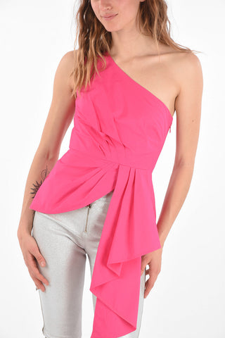 Single-sleeved Draped Cotton Top