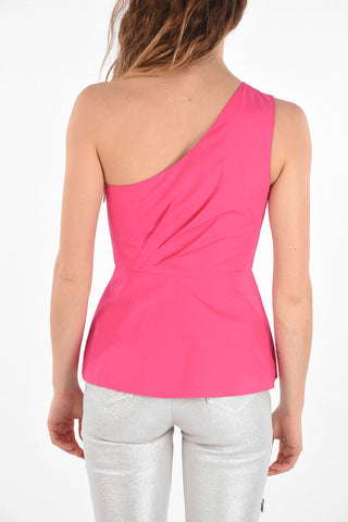 Single-sleeved Draped Cotton Top