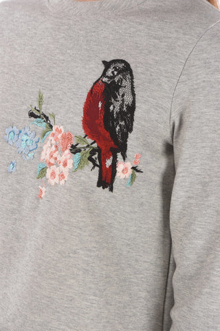 Crew Neck Embroidered Sweatshirt with Sequines