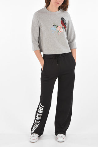Crew Neck Embroidered Sweatshirt with Sequines