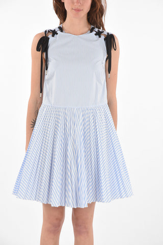 Lace-up Detail Striped Dress