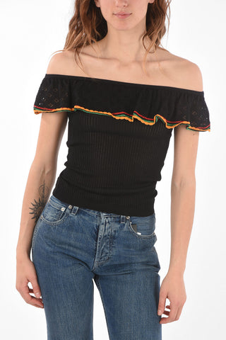 ribbed off shoulder top