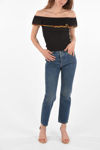 ribbed off shoulder top