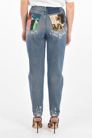 AMBER Patchwork Pocket Distressed Denims