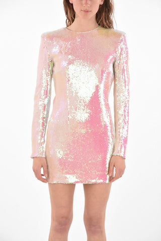 Long-sleeved Sequined Sheath Dress