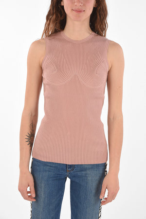 Geripptes Top aus Stretchstoff