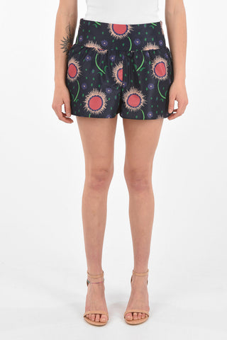 Shorts Flared Stampati con Zip Posteriore