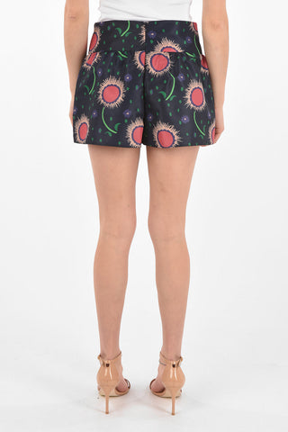 Shorts Flared Stampati con Zip Posteriore