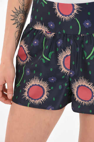 Shorts Flared Stampati con Zip Posteriore
