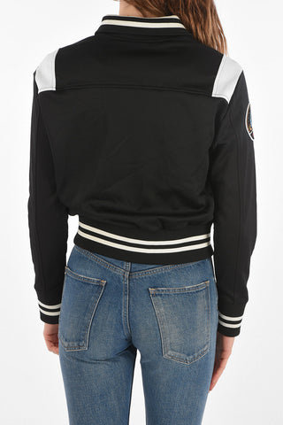 Mock Neck Front Zipped Sweatshirt with Patches