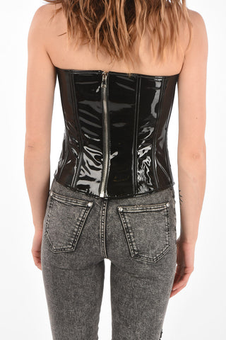 Back Zipped Eco-Patent Leather Bustier