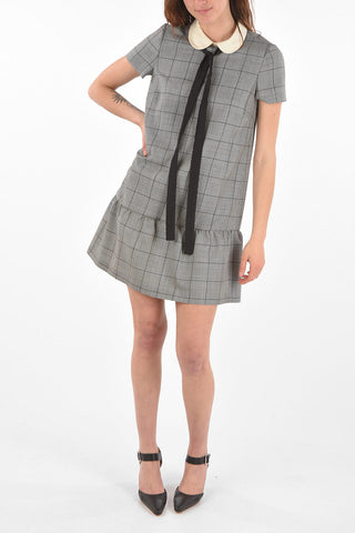 Puritan Collar District Check Virgin Wool Dress