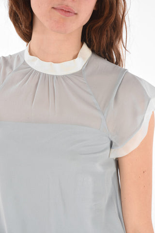 short sleeve silk blouse with inner top