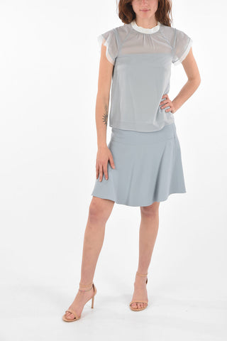 short sleeve silk blouse with inner top