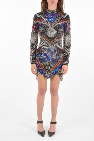 Long-sleeved Crystal Sequined  Sheath Dress