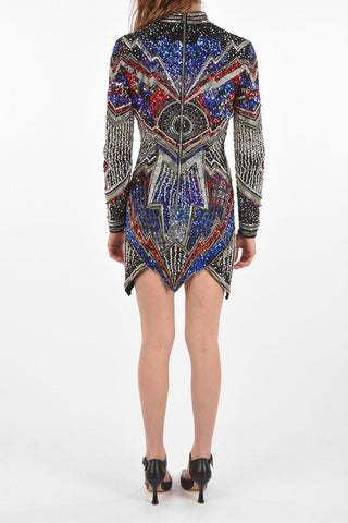 Long-sleeved Crystal Sequined  Sheath Dress