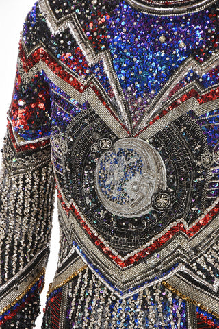 Long-sleeved Crystal Sequined  Sheath Dress