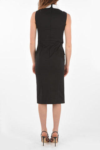 Embroidered Puritan Collar Sleeveless Sheath Dress