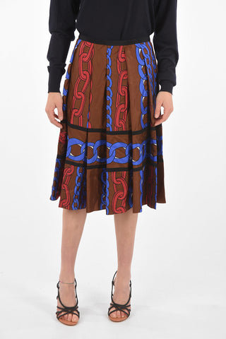 Printed Silk CHAINE Midi Skirt