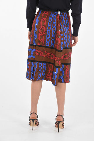 Printed Silk CHAINE Midi Skirt