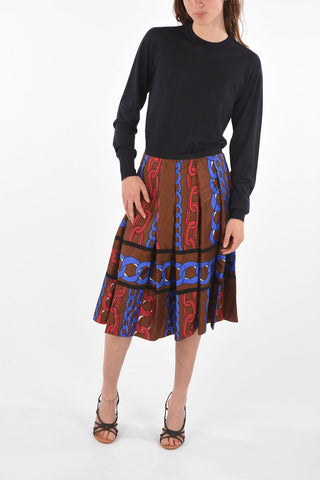 Printed Silk CHAINE Midi Skirt