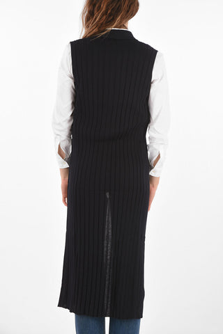 Cardigan Smanicato in Cotone a Coste