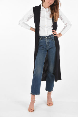 Cardigan Smanicato in Cotone a Coste