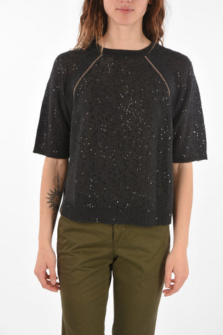 Linen and Silk Sweater with Sequins