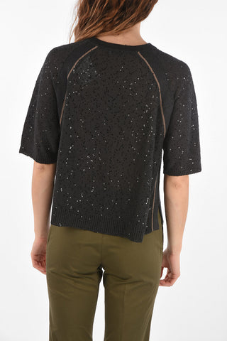 Linen and Silk Sweater with Sequins