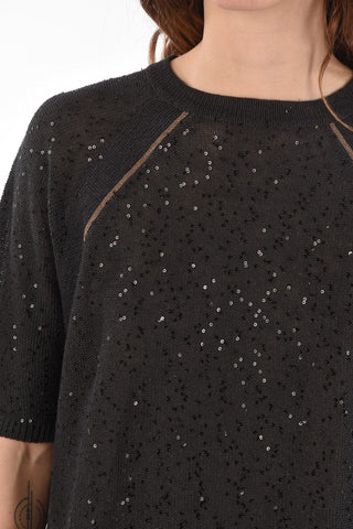 Linen and Silk Sweater with Sequins