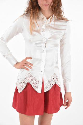 Camicia in Satin ADA con Dettaglio in Pizzo