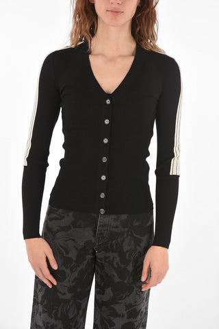 Cardigan LOGO STRIP a Costine con Bottoni