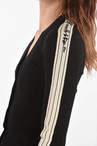 Cardigan LOGO STRIP a Costine con Bottoni