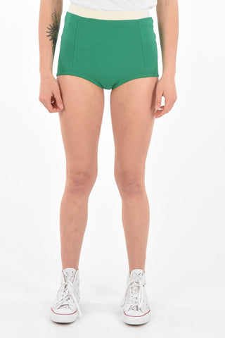 Shorts a Vita Alta in Tessuto Stretch