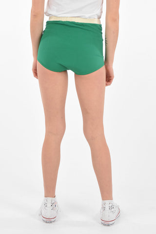 Shorts a Vita Alta in Tessuto Stretch