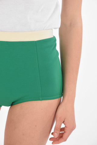 Shorts a Vita Alta in Tessuto Stretch