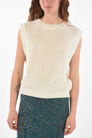 Sleeveless Sweater with Sequined Embroideries