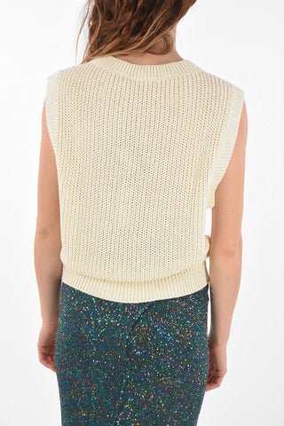 Sleeveless Sweater with Sequined Embroideries