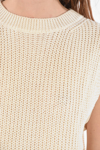 Sleeveless Sweater with Sequined Embroideries