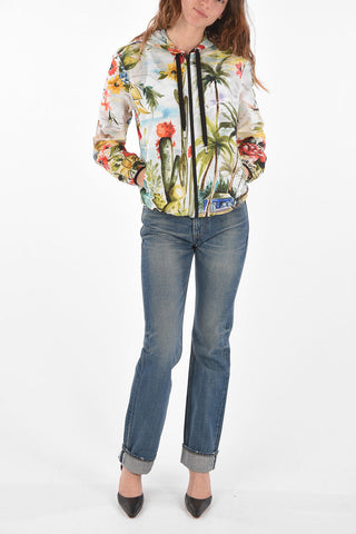 Watercolor Motif Hooded Windbreaker