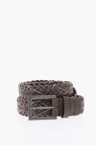 30mm braided leather belt with chain detail