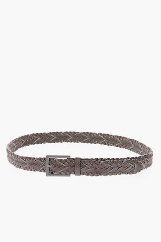 30mm braided leather belt with chain detail