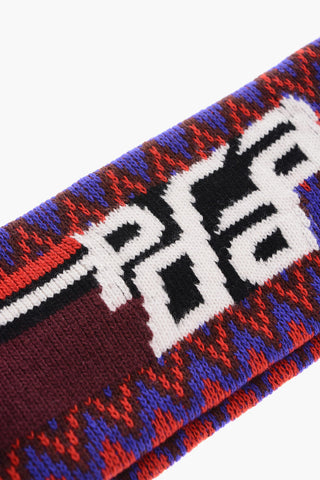fascia per capelli in lana vergine e cashmere con ricamo logo