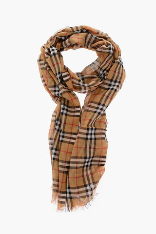 checked wool and silk scarf