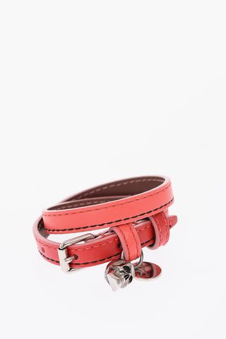 leather bracelet with buckle fastening and Skull charm