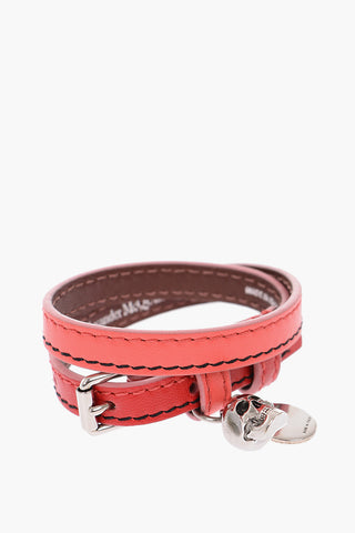 leather bracelet with buckle fastening and Skull charm